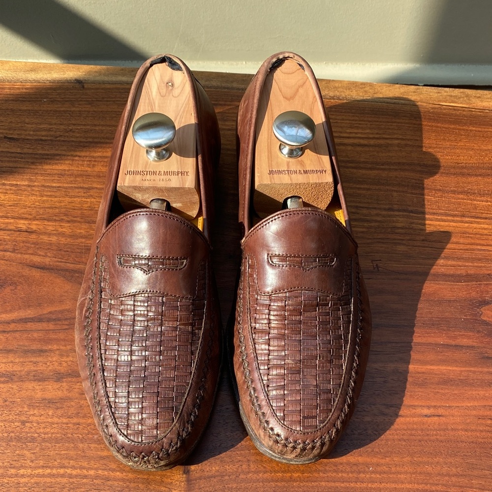 Johnston & Murphy Leather Basket Weave Men’s Loafers - Size 10.5